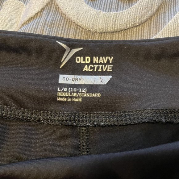 Old Navy Active Athletic Leggings Girls Size Large 10/12 Black & Gold EUC - Picture 3 of 7